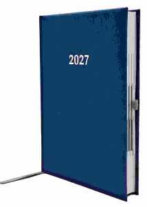 2027 ADINA Buchkalender Chefplaner A5 blau-metallic 1 Tag 1 Seite
