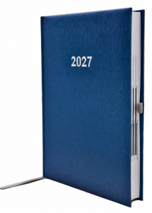 2027 ADINA Buchkalender Chefplaner A5 blau-metallic 1 Tag 1 Seite