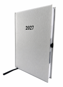 2027 ADINA Buchkalender Chefplaner A5 silber-metallic 1 Tag 1 Seite