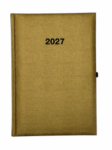 2027 ADINA Wochenkalender A5+ gold-metallic 24x16cm 1 Woche auf 2 Seiten cremefarbenes 80g Papier