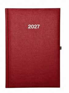 2027 ADINA Wochenkalender A5+ rot-metallic 24x16cm 1 Woche auf 2 Seiten cremefarbenes 80g Papier