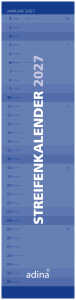 2027 ADINA Streifenkalender XXL blau 64x15cm Monatskalender
