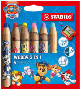 STABILO woody 3 in 1 6er Etui mit Spitzer PAW Patrol