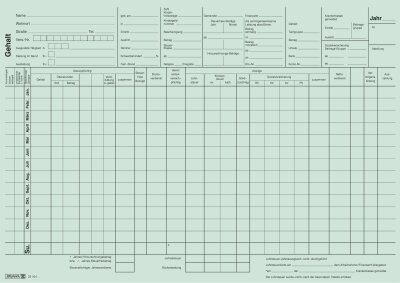 BRUNNEN Gehaltkarte A4 quer grün 100 Stück 102310450