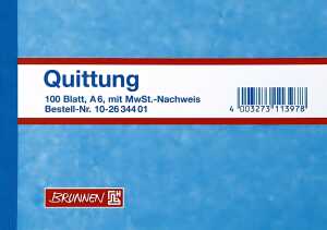 BRUNNEN Quittungen 100 Blatt mit Mwst. 102634401