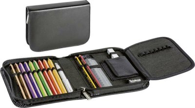 BRUNNEN Schüler-Etui Ledereinband schwarz 1Klappe 104905790