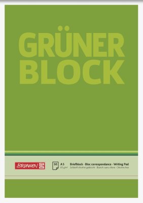 BRUNNEN Briefblock A5 60g Grün unliniert/blanko 1052436