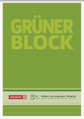 BRUNNEN Briefblock A5 60g Grün kariert Lineatur 10 52437