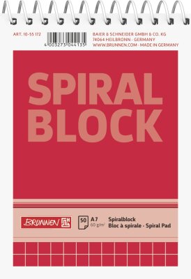 BRUNNEN Spiralnotizblock A7 kariert 50 Blatt 1055172