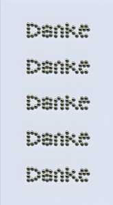 Perlen-Sticker Danke 75 x 165 cm Ø ca. 2 mm Cabochon-Perlen weiss