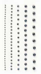 Perlen-Sticker 75 x 165 cm Ø ca. 2 - 6 mm Cabochon-Perlen silberfarben