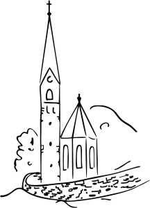 HEYDA 211801002 Stempel Hochzeit „Kirche“ Holz, matt lackiert