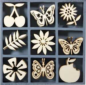 Holzornamentbox Obst Schmetterlinge Blumen 105 x 105 cm Sperrholz