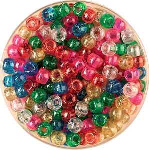 KNORR PRANDELL 212281921 Großlochperlen-Mix glitter Ø 7 mm bunt