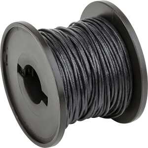 Wachskordel Rollenware 25 m Ø 1 mm Baumwolle schwarz