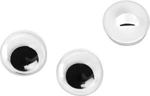 Wackelaugen mit Öse Ø 10 mm Kunststoff weiss mit schwarzer Pupille