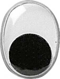 Wackelaugen oval 18 x 13 mm Kunststoff weiss mit schwarzer Pupille
