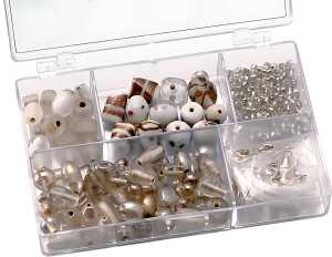 Sortimentsbox Glasperlen klein 115 x 75 x 25 cm Glas weiss