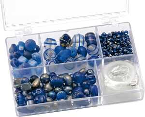 Sortimentsbox Glasperlen klein 115 x 75 x 25 cm Glas blau
