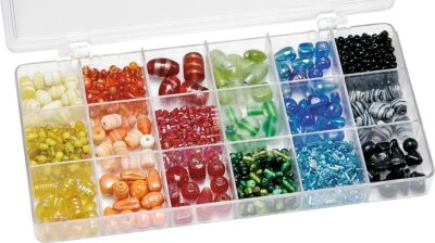 KNORR PRANDELL 216050090 Sortimentsbox Glasperlen groß 21 x 105 x 24 cm Glas pastell-Mix