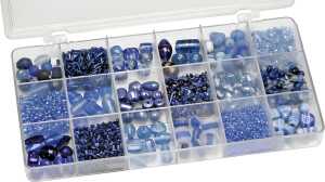 Sortimentsbox Glasperlen groß 21 x 105 x 24 cm Glas blau