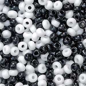 Böhmische Rocailles-Mix Ø 25 mm Glas schwarz weiss-gemischt