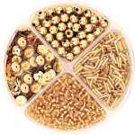 Perlen- und Pailletten-Mix Kunststoff goldfarben