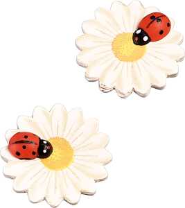 Dekostreu Blumen Blume mit Marienkäfer Ø 3 cm Holz weiss