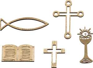 Dekostreu Kommunion/Konfirmation 3 - 5 cm Holz goldfarben