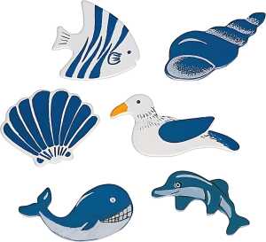 KNORR PRANDELL Dekostreu Maritim Maritimstreu 4 cm Holz blau weiss