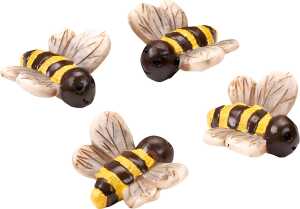 Dekostreu Tiere Bienen 18 x 2 cm Polyresin gelb grau schwarz