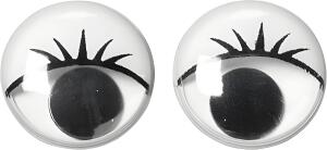 Wackelaugen mit Klebepunkt Ø 15 mm Kunststoff weiss schwarzer Pupille