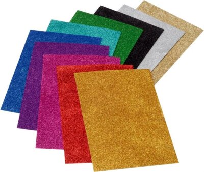 KNORR PRANDELL 218434598 Moosgummi CreaSoft Glitter Sortiment 2 20 x 30 x 02 cm 10 verschiedene Farben