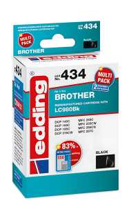 Edding Tintenp EDD-434 ersetzt Brother LC980BK Doppelpack