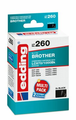 Edding Druckerpatronen Doppelpack EDD-260 für Brother LC970Bk/LC1000Bk black