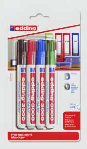 Edding Permanentmarker 3000 1,5-3 mm 4er-Set Blister B2C