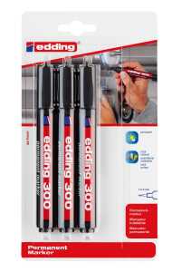 Edding Permanentmarker 300 1,5-3 mm schwarz 3er-Blister