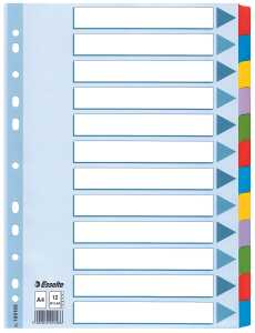 ESSELTE Karton-Register blanko A4 12-teilig mehrfarbig (3310016900