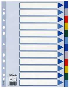 ESSELTE Register blanko A4 PP 12teilig + Deckblatt farbig