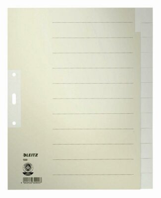 LEITZ 1222 Register - Tauenpapier blanko A4 Überbreite 12 Blatt grau