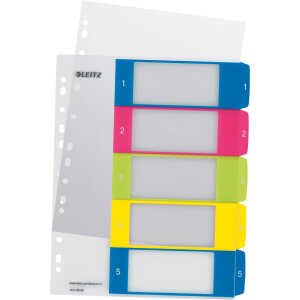 LEITZ 1241 Register Serie WOW 15 A4 Überbreite PP 5 Blatt farbig