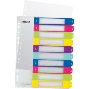 LEITZ Kunststoff-Register WOW Zahl en A4 Überbreite 1-10 (80124300)