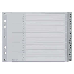 LEITZ 1262 Register A Z PP A4 Überbreite 18cm hoch 20Blatt grau