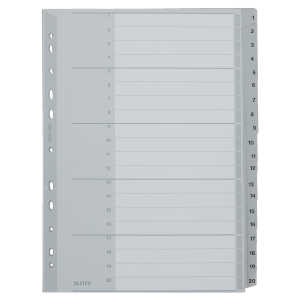 LEITZ 1284 Zahlenregister 120 PP A4 Überbreite 20Blatt grau