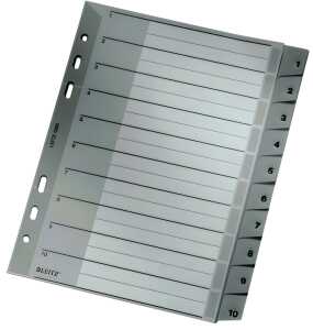 LEITZ Register Plastik A5 110 grau 1285 10tlg