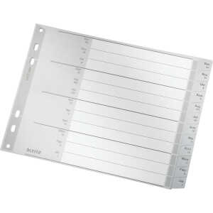 LEITZ 1288 Monatsregister DezJan A4 PP 12 Blatt grau