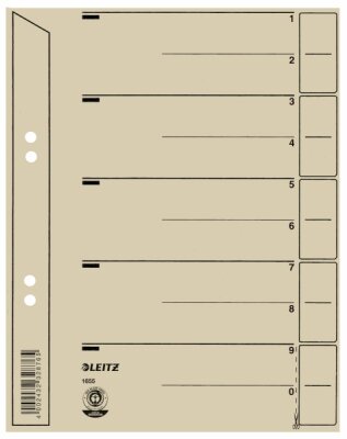 LEITZ Trennblatt A5 grau Trennblatt A5 mit Linienaufdruck