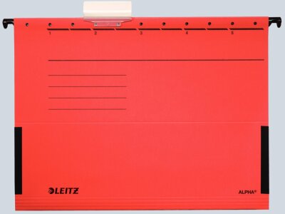 LEITZ 1986 Hängetasche ALPHA - seitlich mit Fröschen Pendarec-Karton rot