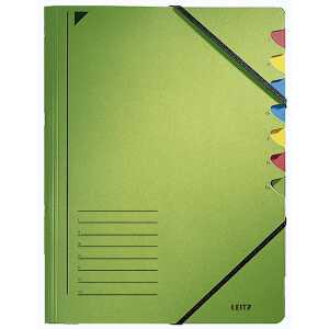 LEITZ 3907 Ordnungsmappe 7 Fächer A4 PendarecKarton (RC) 430 g/qm grün