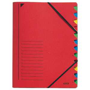 LEITZ 3912 Ordnungsmappe 12 Fächer A4 PendarecKarton (RC) 430 g/qm rot